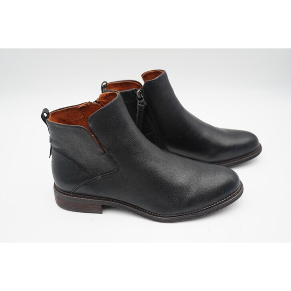 Franco Sarto Hyla Leather Ankle Boot Women's Size 11M Black Bootie Side Zip - Picture 1 of 10